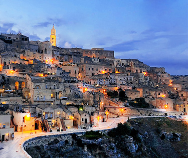 Sassi di Matera bij nacht