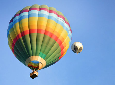 Ballonvaart in Matera, stad van de Sassi