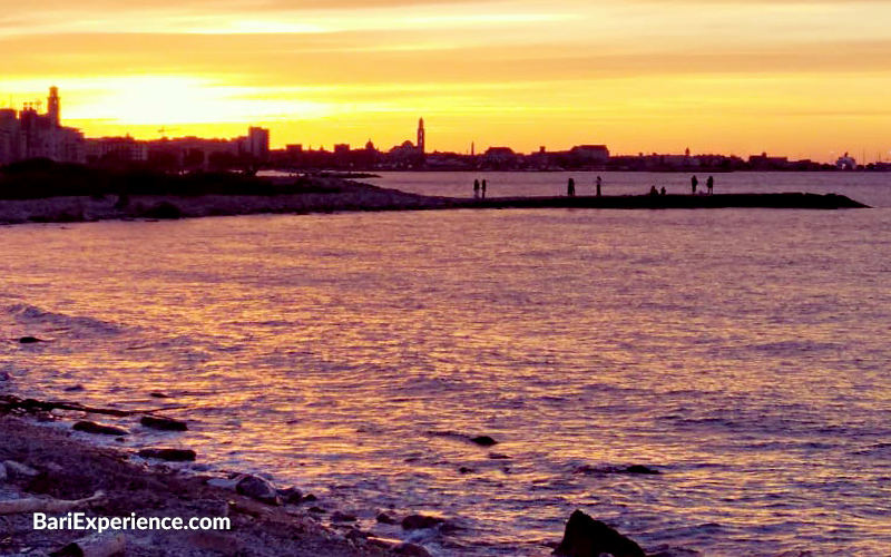 Bari sunsets in the evening along the seafront