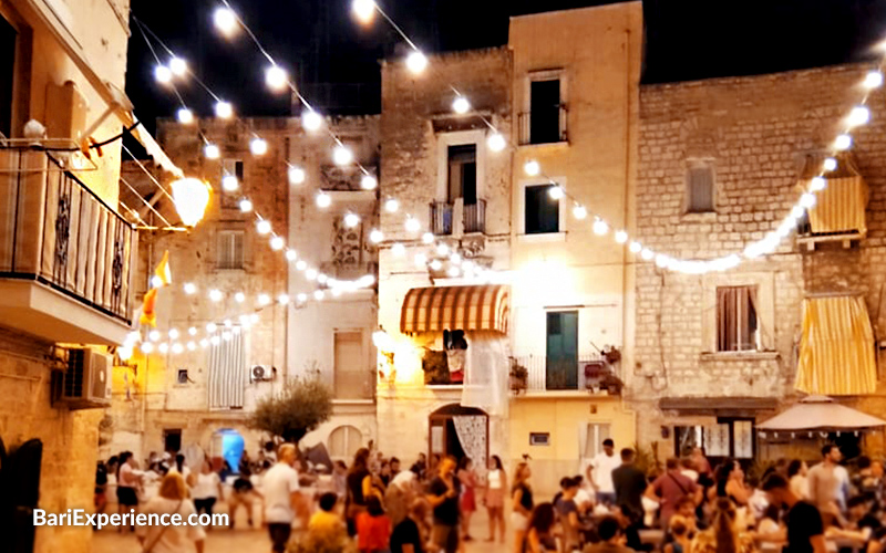 Old Bari in the evening illuminations